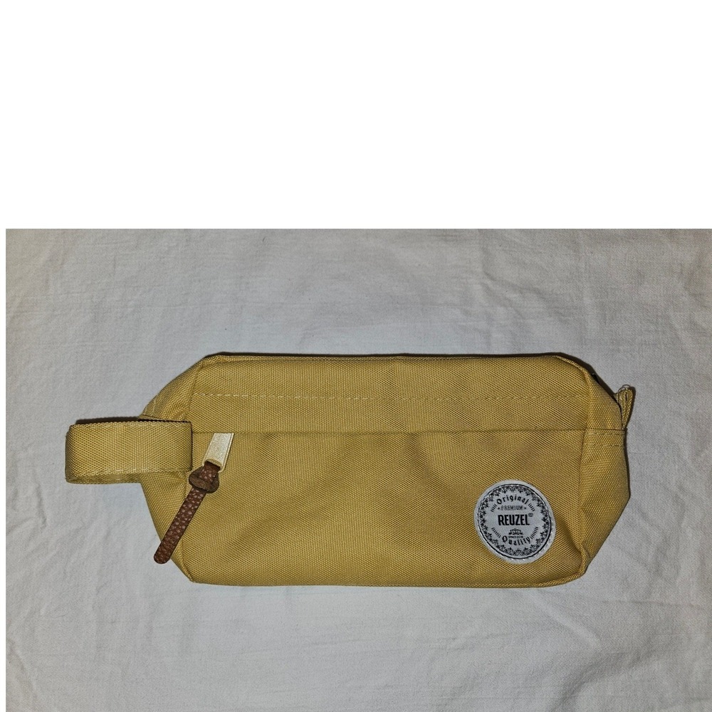 Reuzel Mustard Yellow Canvas Toiletry Bag Travel Grooming Pouch Logo‎